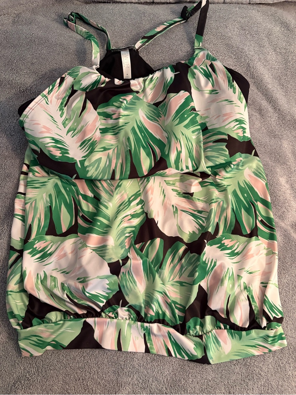 Swim By Cacique Women’s Plus Size Tankini Aruba Palm Size 18 Lined Beachy Pool